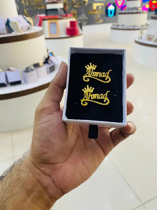 Custom Name Crown Cufflinks For Men SHOP360