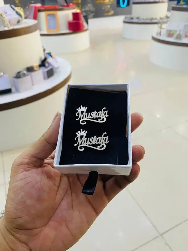 Custom Name Crown Cufflinks For Men SHOP360