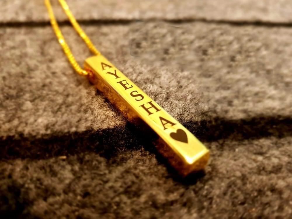 Unisex 4D Bar Locket Name Engraving Shop360