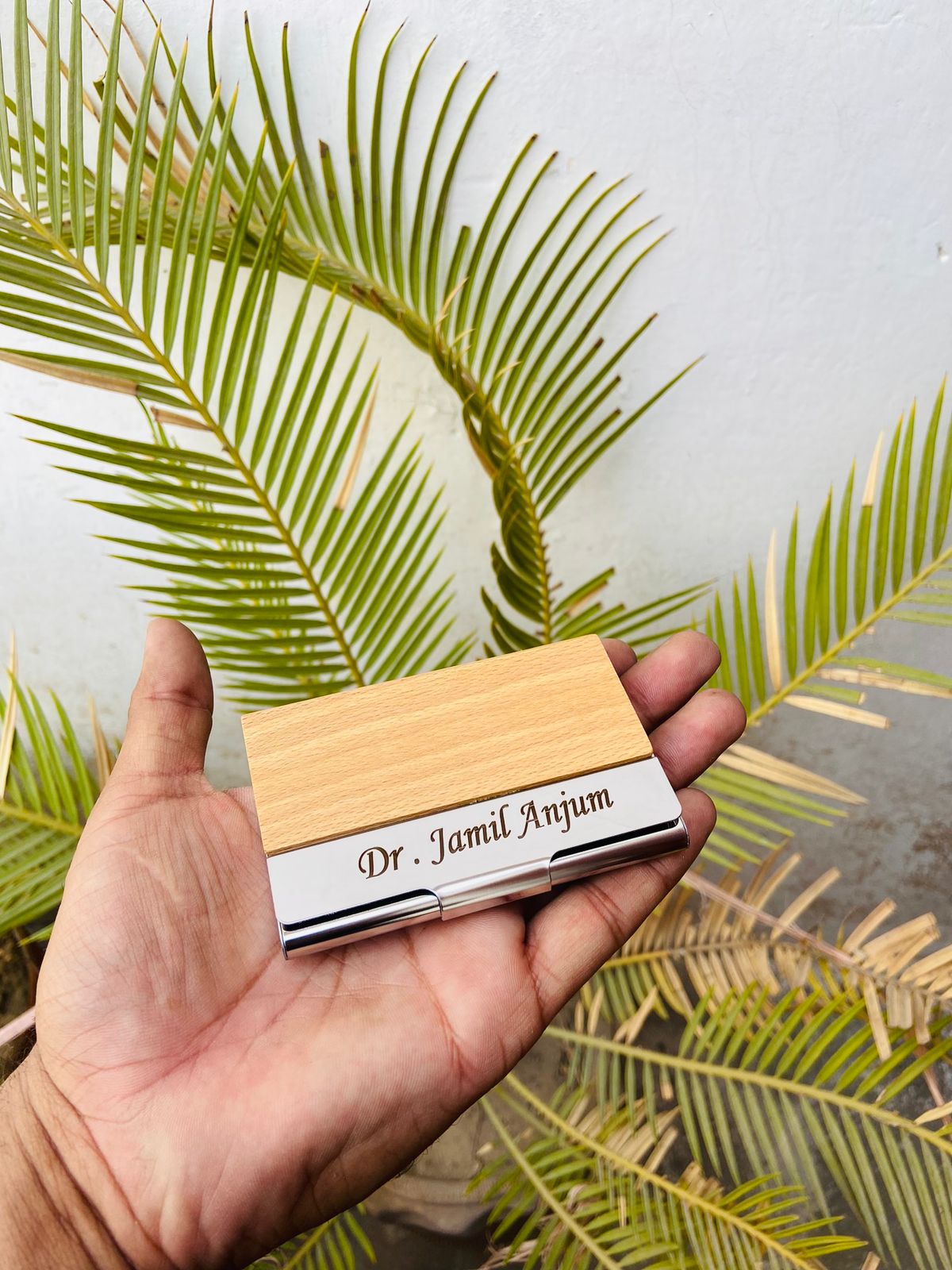 Wooden Style Card Holder With Name Engraving Shop360