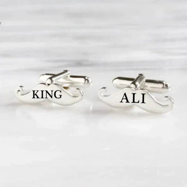 Mustaches Style Name Engraved Cufflinks - Golden & Silver Shop360
